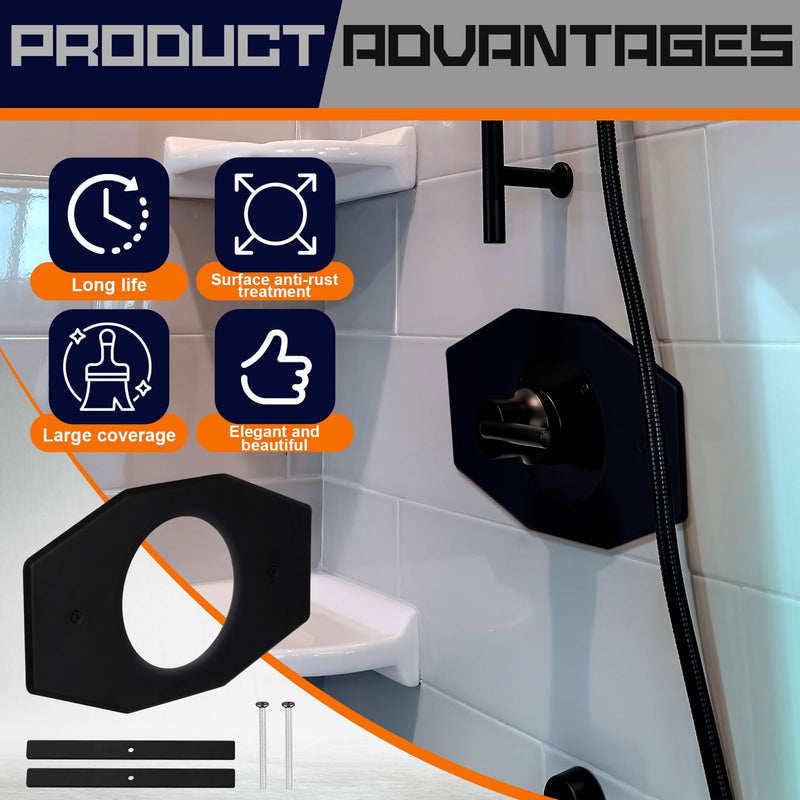 Tandefio 1 Set One Hole Remodel Plate Compatible with Moen Renovation Shower Cover Plate Compatible with Delta Tub Valve for 2 Handle or 3 Handle Shower Updates (13" X 7.5",Matte Black) 13" X 7.5" Matte Black