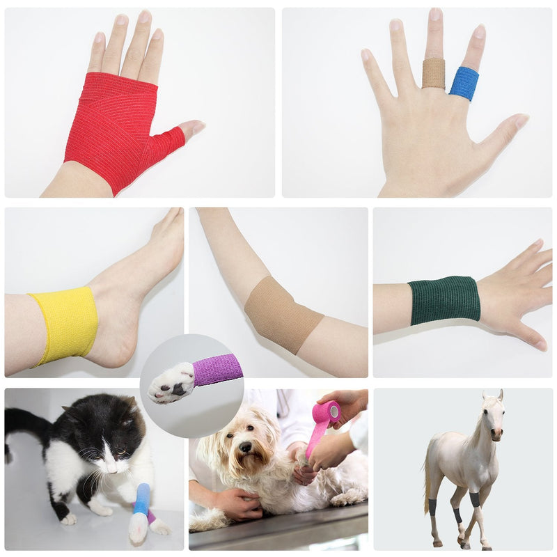 Self Adherent Cohesive Bandage Latex 3"x5 Yards First Aid Bandages Stretch Sport Athletic Wrap Vet Tape for Wrist Ankle Sprain and Swelling,Skin(12 Rolls) 12 Count (Pack of 1) Skin