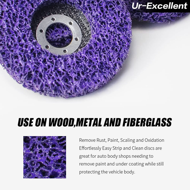 [Australia - AusPower] - Ur-Excellent 4-1/2" x7/8'' Stripping Discs Rust Remover Wheel Remove Paint and Oxidation Poly Strip Wheel Disc Abrasive Angle Grinding Wheel - 5 Pack(Purple) 4-1/2" x 7/8'' 5.0 