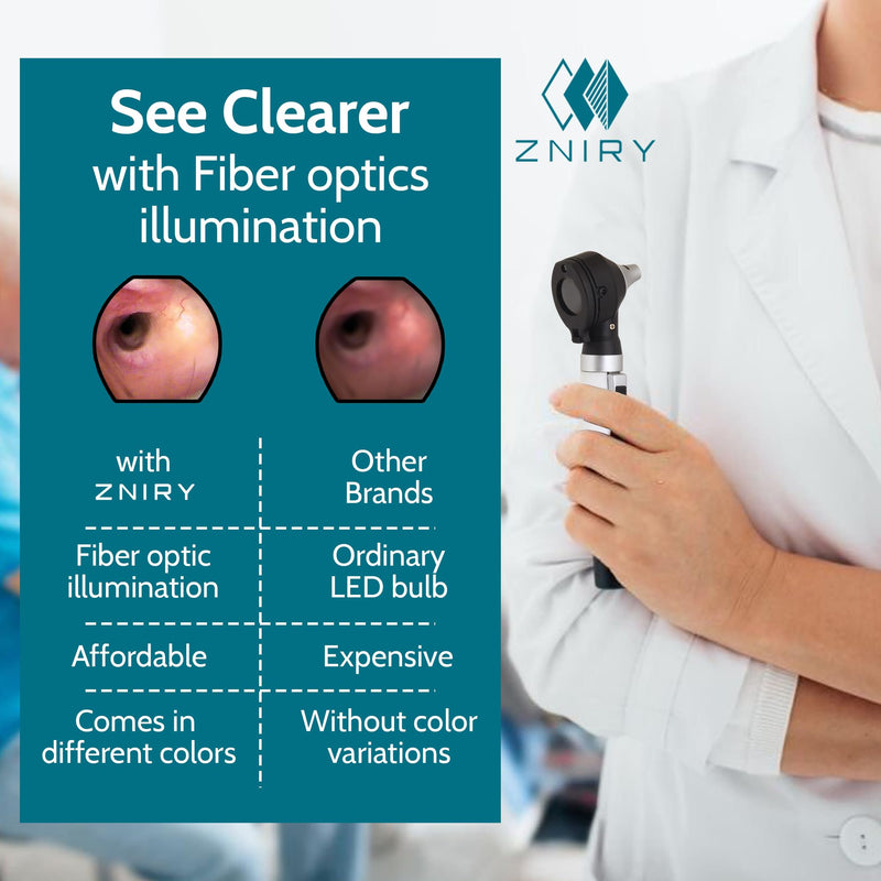 [Australia - AusPower] - Fiber Optic Mini Otoscope - Ear Scope with Light, Ear Infection Detector (Black Color) 