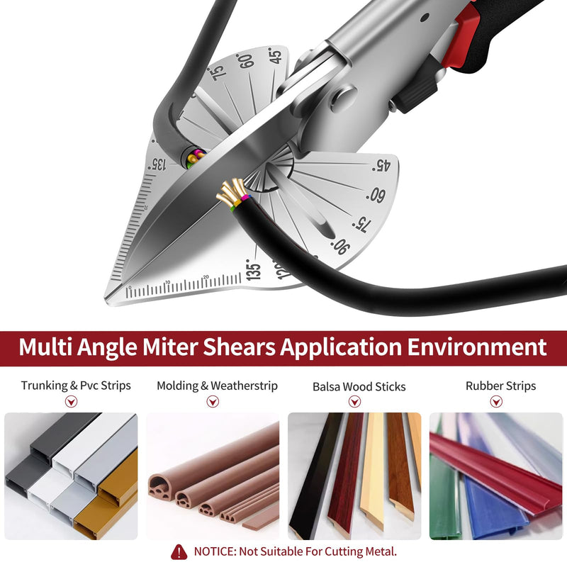 [Australia - AusPower] - Multi Angle Miter Shears Miter Scissors For Soft Wood Plastic PVC Moulding Shoe Molding Angular Trim Cutter Tool, Adjustable at 45 To 135 Degree With Replacement Blades 