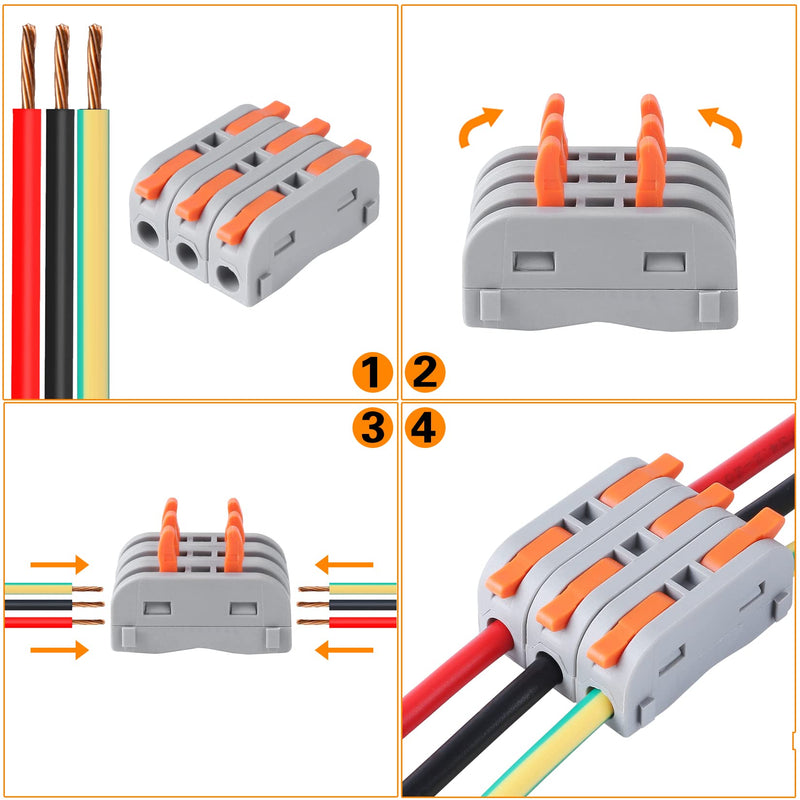 [Australia - AusPower] - XHF 31PCS Conductor Compact Connectors Lever Wire Nuts, Electrical Connectors Wire Terminals for Any Circuit Inline Splices 28-12 AWG SPL-1 30 Pcs Orange 