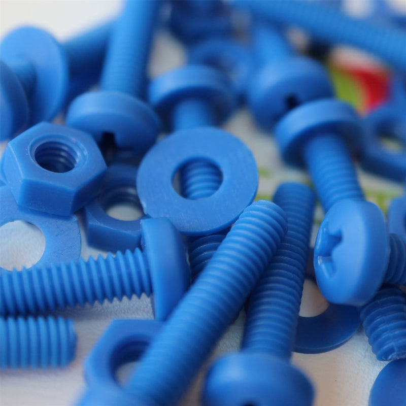 [Australia - AusPower] - 20 x Blue Pan Head Screws Polypropylene (PP) Plastic Nuts and Bolts, M4 x 20mm, Washers, (5/32 x 25/32 in) 