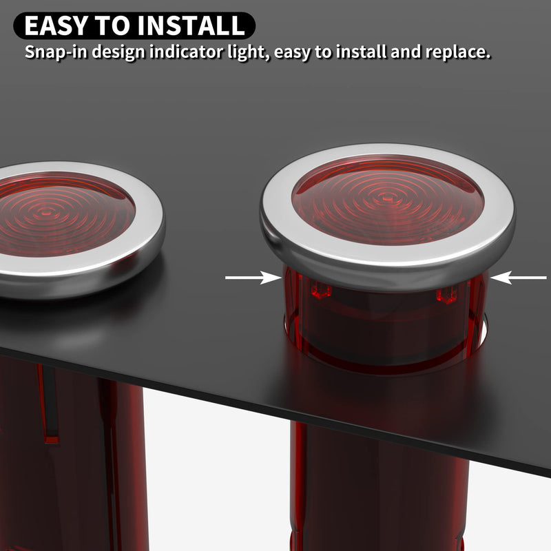 [Australia - AusPower] - DaierTek Indicator Light 12V Red Snap-in 1/2" Panel Mount LED Indicator Light 12 Volt 0.5" Pilot Light -2pcs 12.5mm 