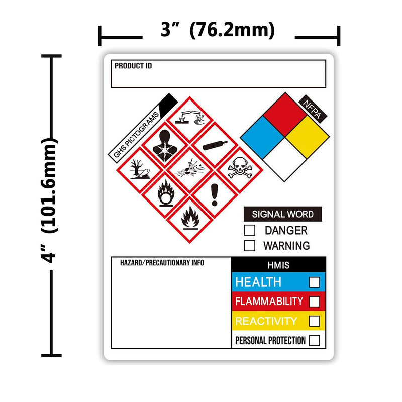 GHS Labels, SDS OSHA Labels for Chemical Safety Data, 3 x 4 Inch Roll of 260 MSDS Stickers with GHS