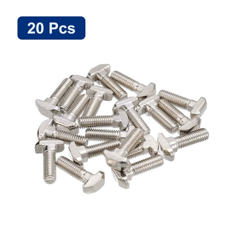 [Australia - AusPower] - uxcell M8x25mm T Slot Drop-in Bolt, 20pcs Hammer Head T-Bolt T Shape Stud Sliding Screw for European Standard 40 Series Aluminum Profile 20 