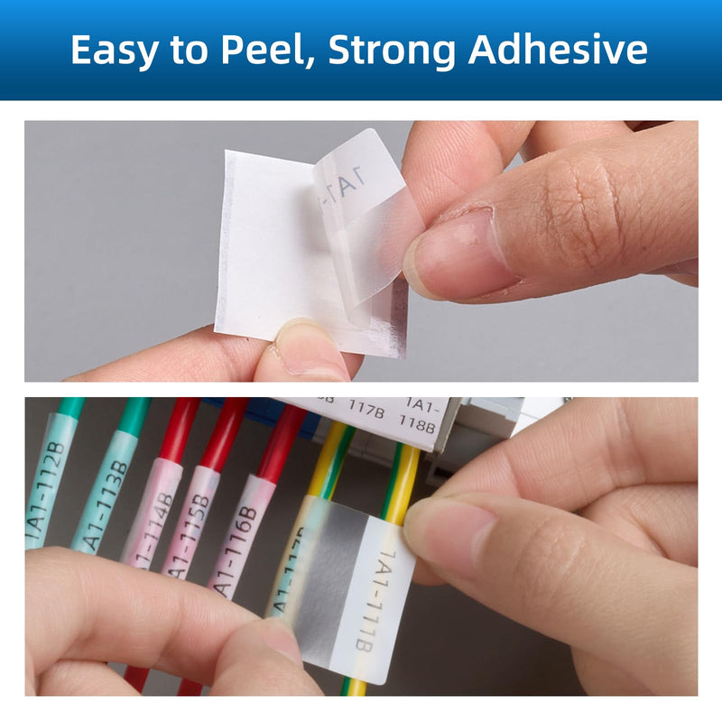 [Australia - AusPower] - MakeID P31S&P31 Self-Laminating Wire Wrap for Electrical&Datacom Cable, Integrated PE Labels with Ribbon Cartridge for P31S&P31 Industrial Label Maker, Pre-Sized 0.98"H × 0.98"W 