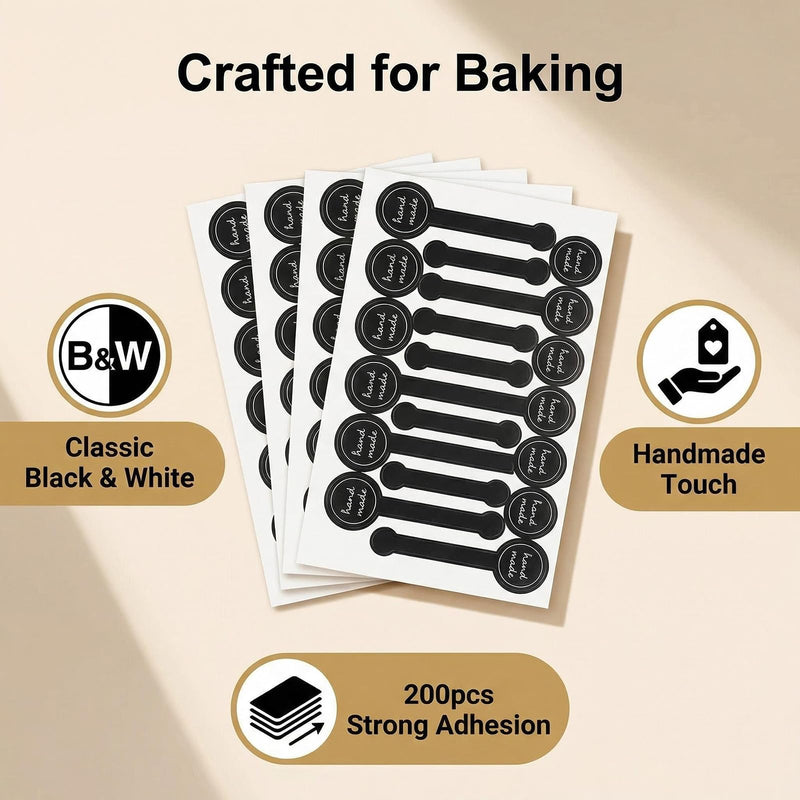 20 Sheets(200 Pcs) Food Retail Package Seal Self Adhesive Paper Sticker Labels Sealing Stickers Tamper Evident Decorative Labels for Handmade Baking Craft Arts and More