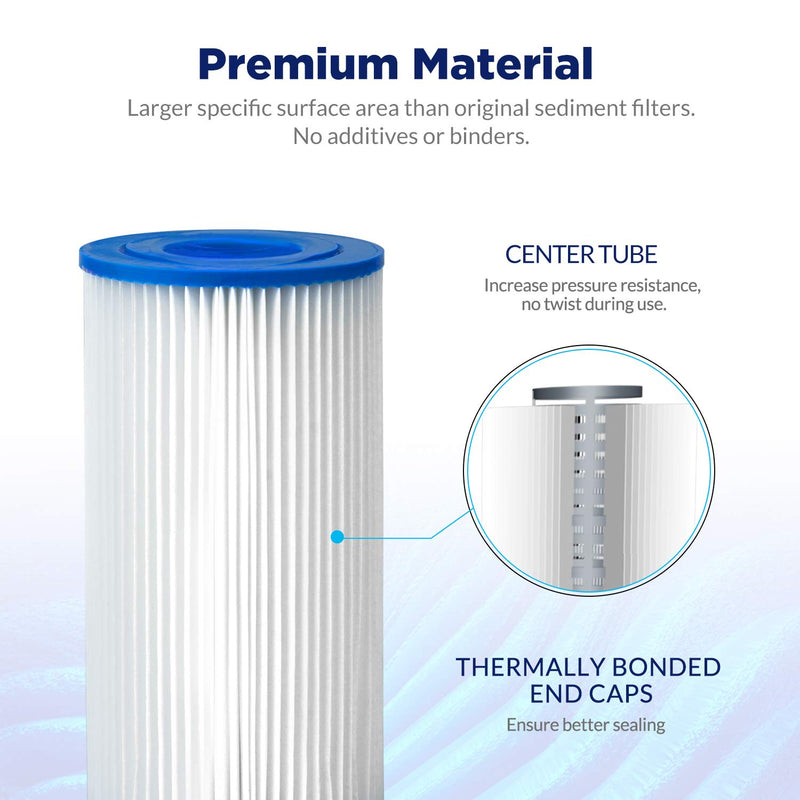 [Australia - AusPower] - Membrane Solutions 20 Micron Pleated Polyester Sediment Water Filter 10"x2.5" Replacement Cartridge Universal Whole House Pre-Filter Compatible with W50PE, WFPFC3002, SPC-25-1050, FM-50-975 - 4 Pack 