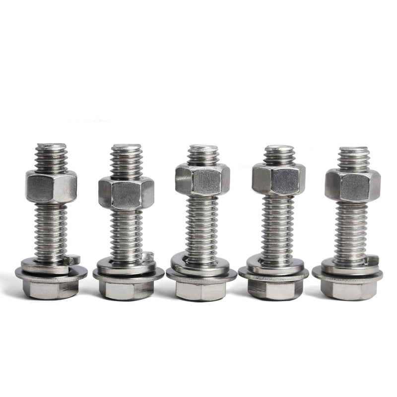 [Australia - AusPower] - SUNXULIMI 5/16-18 x 3" Bolts and Nuts Hex Head Bolts Screws, Nuts, Flat Lock Washers Hexagonal Head Bolt Stainless Bolts Machine Fully Thread Bright Assortment Kit 10Sets [5/16-18 x 3" (10Sets)] 