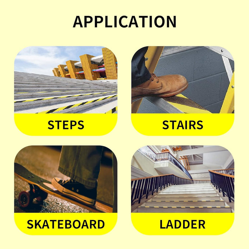 TAPEBEAR Non Slip Hazard Tape 3inch x 60feet, Black and Yellow Safety Tape, Anti Slip Caution Tape Roll, Nonslip Warning Floor Tape for Indoor Outdoor Steps Stairs, Strong Grip Tape 3in x 60feet Yellow&Black 1
