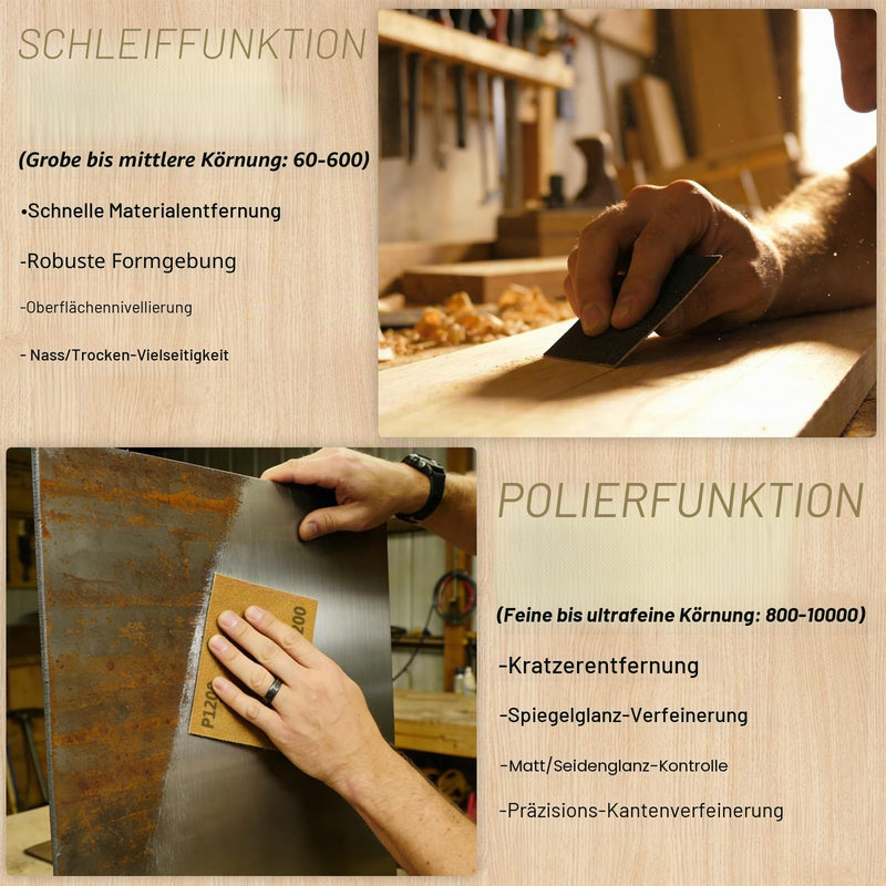 Sandpaper Set of 45 Wet and Dry Sandpaper 23 x 9 cm with 80-5000 Grit Fine Sandpaper for Wood, Metal, Car, Paint, Stone, Glass and Furniture 23x9 cm