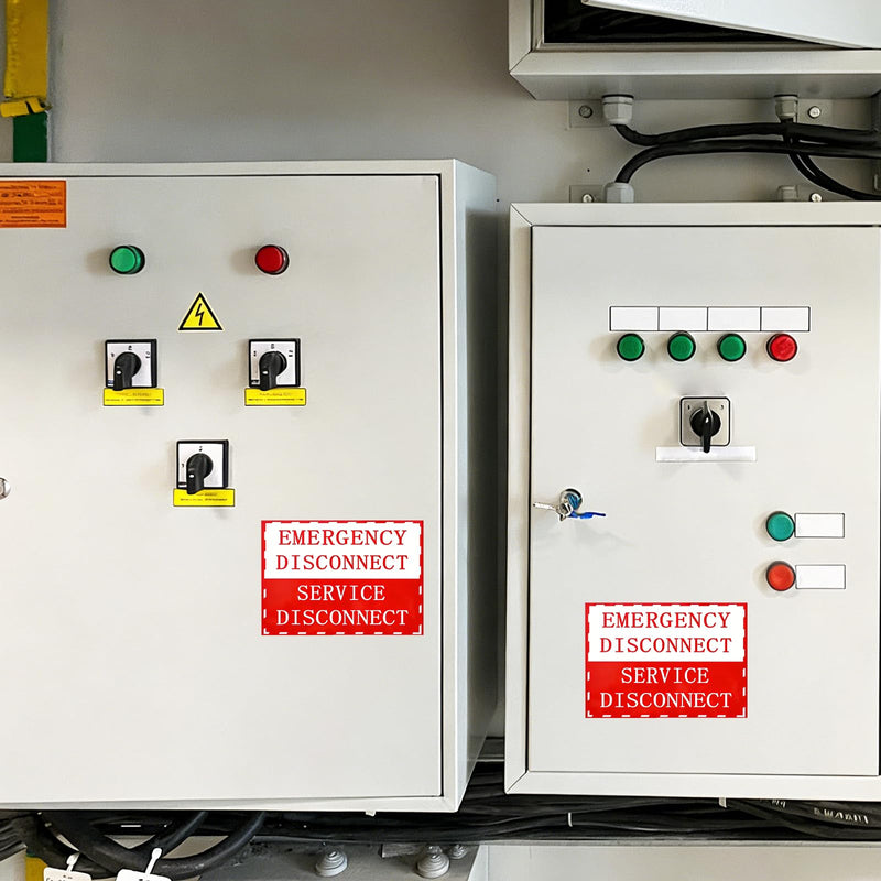 Emergency Disconnect Sticker - Magnetic Breaker Box Labels, Reusable PVC Electrical Panel Sign, NEC Compliant（Set of 6）