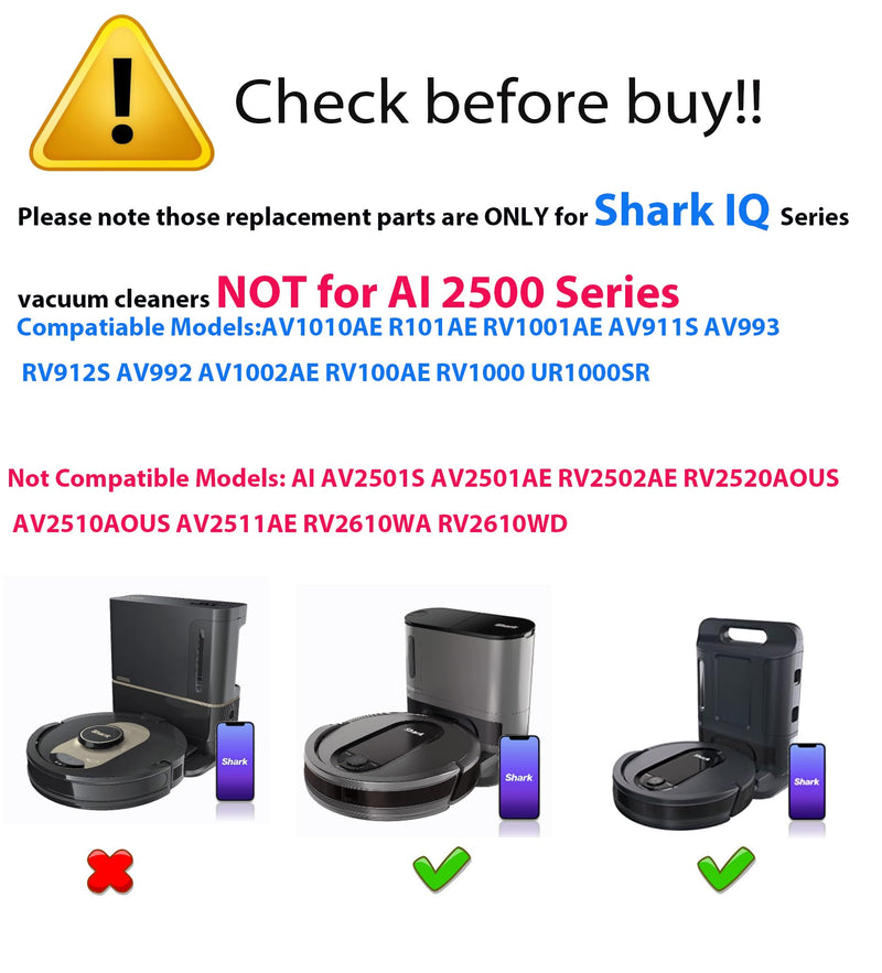 24pcs Big-Kit Replacement Part Accessories Compatible for Shark IQ R101AE RV1001AE AV912S AV1002AE RV100AE UR1000SR Side/Sweep Brush Filter Main/Roller/Cover/Self-Clean Base Filter 24pack