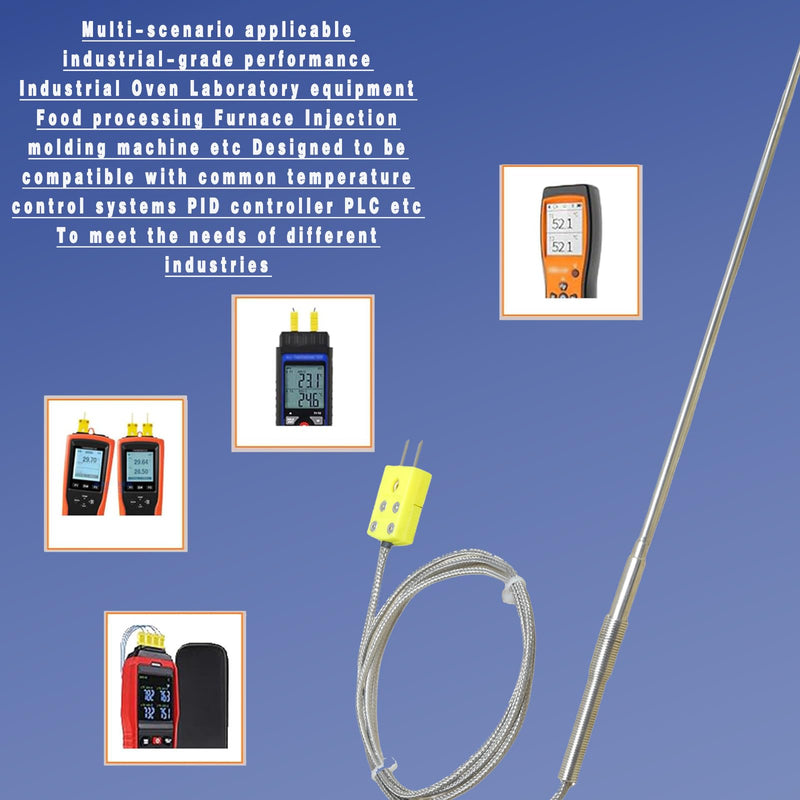 [Australia - AusPower] - 2 Pieces TL1918SL k-Type Thermocouple Probe -50°F~1100°F Probe 0.13in/12in Cable 40in Temperature Sensors 