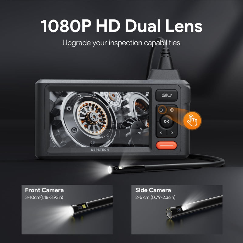 [Australia - AusPower] - Dual-Lens Endoscope Camera with Light, DEPSTECH 1080P HD Borescope with 5" IPS Screen, 16.5FT Flexible Sewer Camera, IP67 Waterproof Plumbing Snake Camera, Cool Gadgets for Men, Women 