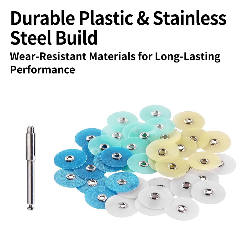 [Australia - AusPower] - 80Pcs Composite Finishing Kit 12mm 14mm Dental Polishing Disc for Teeth Sanding Strips Material Denture Polish and Contouring Burs Dental Materials Accessories with Mandrel Professional Kit 