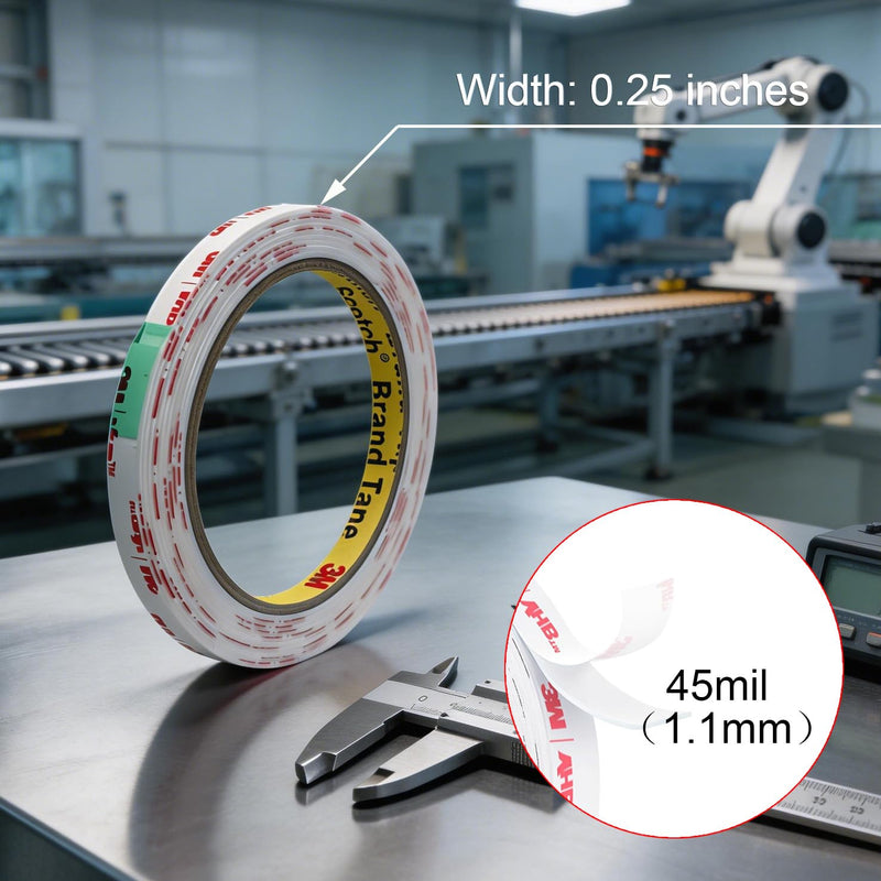 3M VHB Double Sided Mounting Tape Heavy Duty Made of 4950 1/4"×10 Ft White Waterproof Foam Tape Strong Adhesive Strip Tape for Automotive Trim Insulation Strip Office Home Décor 0.25"×10 Ft