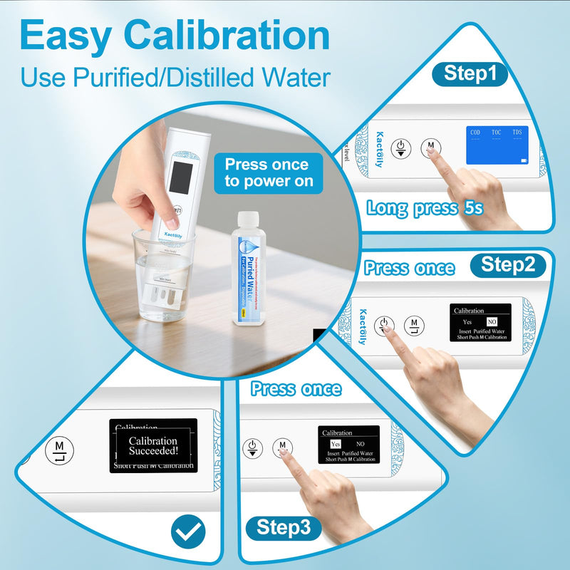 [Australia - AusPower] - 6 in 1 Digital Water Tester for Drinking Water, Lab Grade TOC/COD/EC/UV275/Temp/TDS Meter Digital Water Tester and Calibration Solution for Home, RV, Camping, Well, Tap Water 6 in 1 Water Tester with Solution 