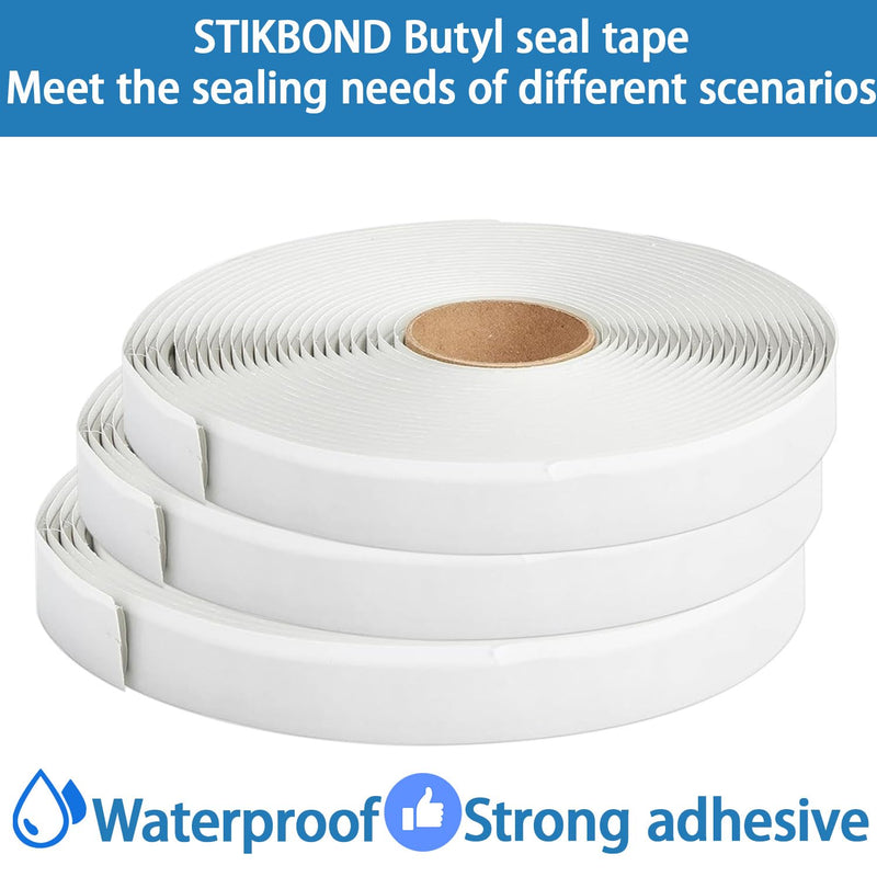 3-Packs Grey Butyl Putty Tape 1/8-Inch x 3/4-Inch x 30-Foot for RV Repair,Boat Sealing ,EDPM Rubber Roof Patching ,Window Repair, Vent Sealing and Home Repair