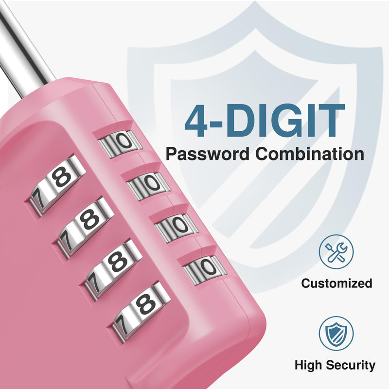 [Australia - AusPower] - Puroma Combination Lock 4 Digit Waterproof Locker Locks Secure Outdoor Padlock for Gym Lockers, Toolboxes, Gates, Fences, Storage, Sports Locker (Rose Pink) 1 Basic Rose Pink 