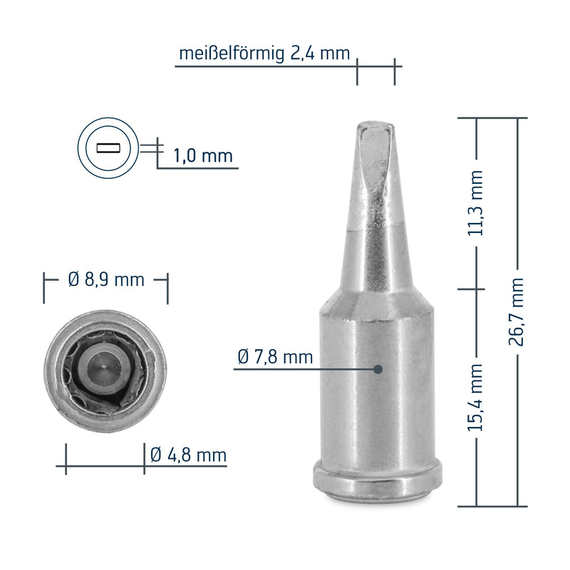 Ersa 0G072KN Soldering Tip for Independent 75 Straight Nickel Plated Chisel-Shaped 2.4 mm 2,4 mm