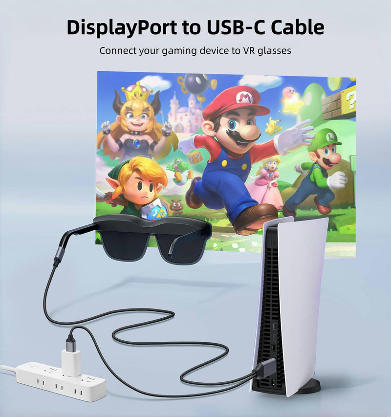 DisplayPort to USB C Cable 6FT 4K@60Hz with USB Cable Adapter,DP Male to Type-C Male Converter Support Touch with Nre a-l Air VR, MacB00k Pro/Air 2020/2018,XPS, Pad Pro/Air grey