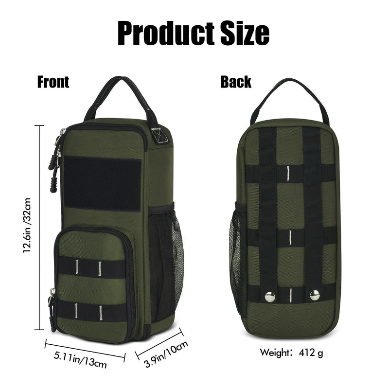 LAKE OF FIRE 12.6" Small Tool Bag Pouch for Men with Multiple Pockets, Waterproof Heavy Duty Tool Bag Organizer with Zipper and Portable Handle (Green) Green