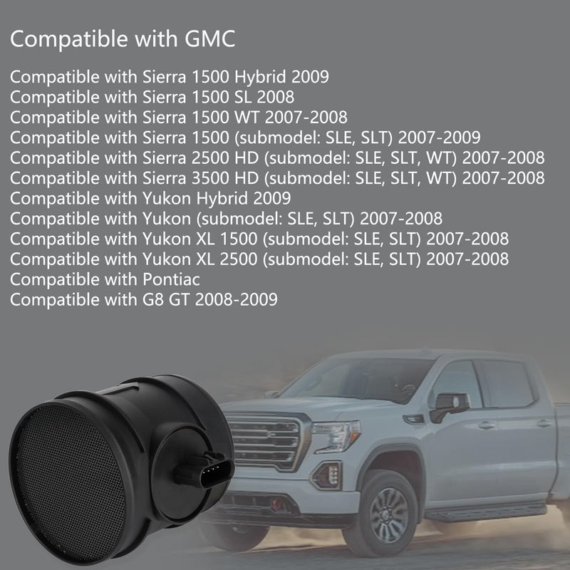 2451149 Mass Air Flow Sensor Meter Compatible with 2007-2009 Avalanche Yukon Tahoe Sierra Silverado Suburban 1500 2500 3500 Replaces# 2451149 MA198 7410146 5S8048 15900023