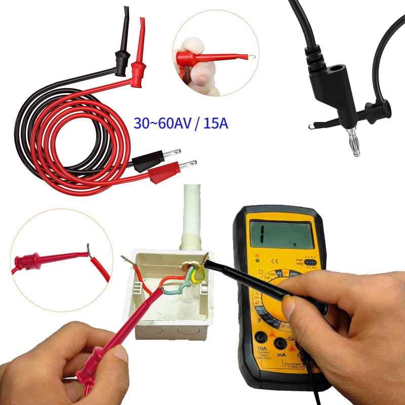 [Australia - AusPower] - Electrical Multimeter Test Lead Kit with Soft Case Test Hook for Digital Electrical Testing Multimeter Voltmeter | 2PCS Non-Destructive Back Probes 
