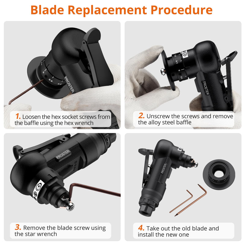 Proster Pneumatic Chamfer Tool Kit Professional Air Deburring Machine, 30000 RPM with Dual-Blade System (R & C Blades), 22-Piece Tungsten Carbide Set for Metal, Wood, PVC, Pipes Black
