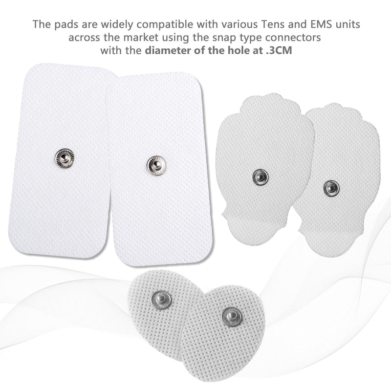 [Australia - AusPower] - TENS Unit Pads - Premium Quality Snap Replacement Electrodes for TENS and EMS Electrotherapy - Self Adhesive Reusable Patches up to 30 Times (20 Pads) Combo (S, L, XL) 20 Piece Set 