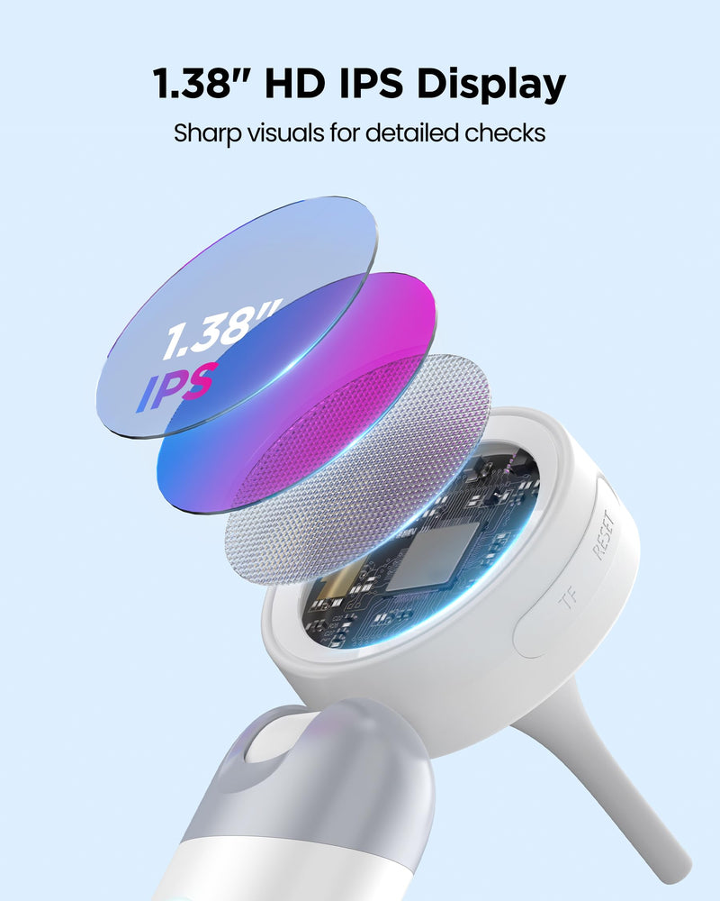 [Australia - AusPower] - Digital Otoscope Camera with Light – HD Screen 90° Foldable Support Photo Video and PC View, Ear Infection Detector, Pocket Ear Scope with Earwax Removal Tool for Family Adults, Kids and Pets 