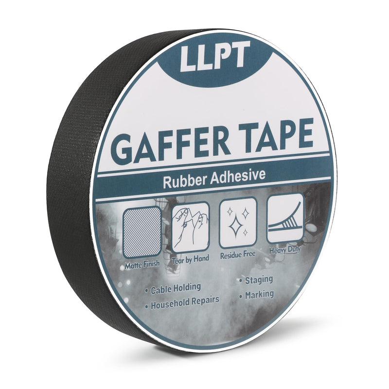 LLPT Gaffers Tape Professional Grade Black 1" x 16.5 Yards Matte Non Reflective Easy Tear Residue Free Heavy Duty Gaffing Tape for Cords Photography (PGT25BK) 1" x 16.5 Yds