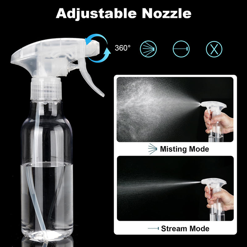 [Australia - AusPower] - Cosywell Plastic Spray Bottles 8.8oz/260ml 2 Pack Empty Spray Bottle for Cleaning Mist/Stream Heavy Duty Water Spraying Bottle for Cooking Solutions Essential Oils Hair Care(Clear) A-Clear 