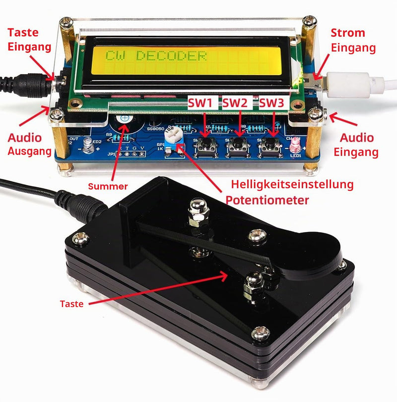 DIY Morse Code Trainer Kit, Telegraph Button Solder Kit, Amateur Radio CW Button Kit Electronics with Components, Circuit Board, Morse Code Transmitter Solder Kit for Adults, Children (Assembled) Morsecode Sender Löt