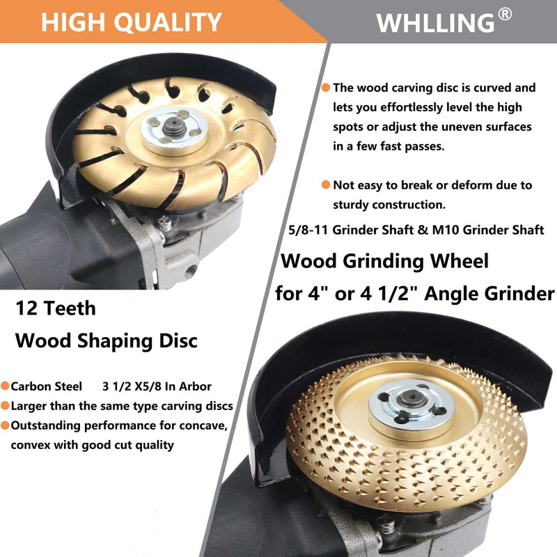 [Australia - AusPower] - 4PCS Wood Grinding Wheel for 4" or 4 1/2" Angle Grinder, 12 Teeth Wood Shaping Disc, Circular Saw Blade with Replacement Chain for Woodworking Cutting, Carving, Shaping and Sanding Grinding Wheel Carving Chain Set 