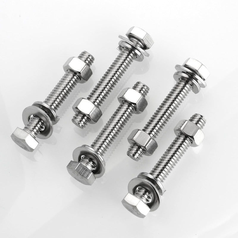 [Australia - AusPower] - (10 Sets) 5/16-18x2" Hex Head Stainless Steel Bolts and Nuts with Flat & Lock Washers, 304 Stainless Steel 18-8, Fully Threaded, 5/16 Bolt (10Sets) 5/16-18x2" 