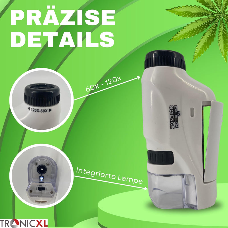[Australia - AusPower] - TronicXL Grow Pocket Microscope 60x - 120x Magnifying Glass Microscope for Trichome Harvesting Accessories for Growbox Grower Harvest Aid Testing Measuring Device Pests Mushrooms 