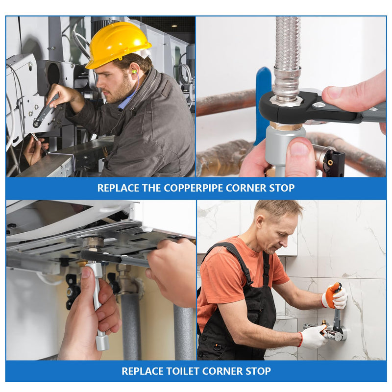 [Australia - AusPower] - Plumbing Tools Angle Stop Wrench Kit, Angle-on Wrench Professional Plumber Wrench Tools for Installing New Compression Angle Stop and Removing the Compression Ring 