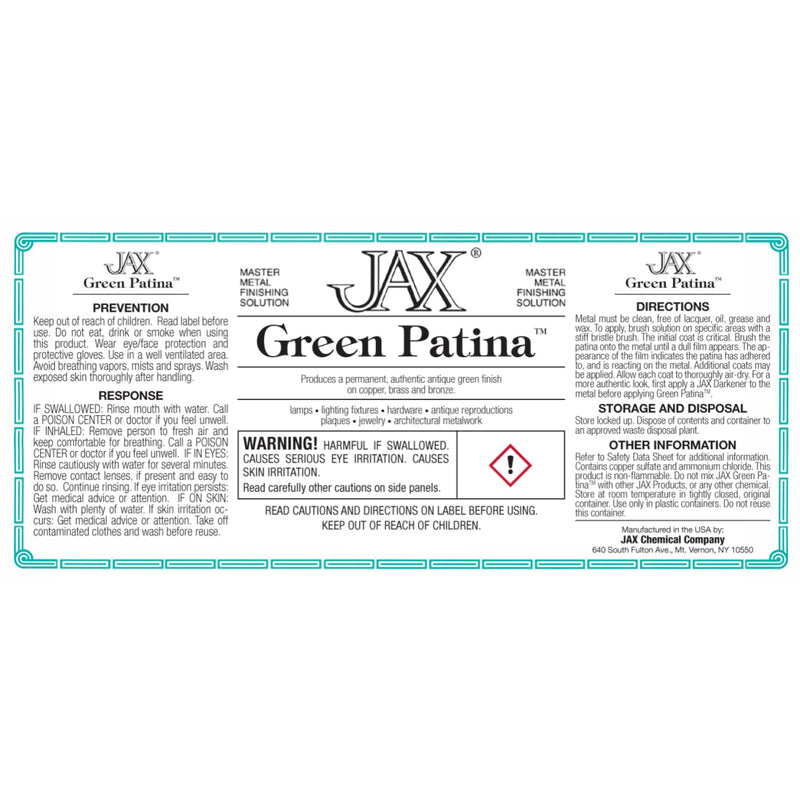 [Australia - AusPower] - JAX Green Patina - Metal Finishing Solution - Antique Finish without Heat or Electricity - 2 Ounce 2 Fl Oz (Pack of 1) 