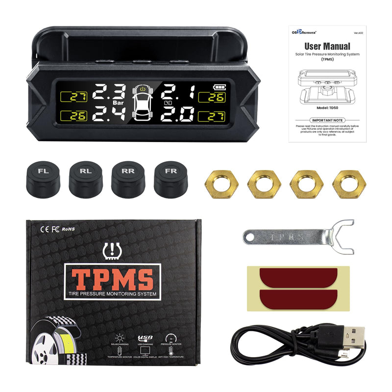 [Australia - AusPower] - TPMS Tire Pressure Monitoring System Solar Wireless TPMS Sensor Kit Angle Adjustable Solar Powered 14-87PSI Real Time Detect IP68 Waterproof for RV, Camper, Travel Trailer and Trailer 