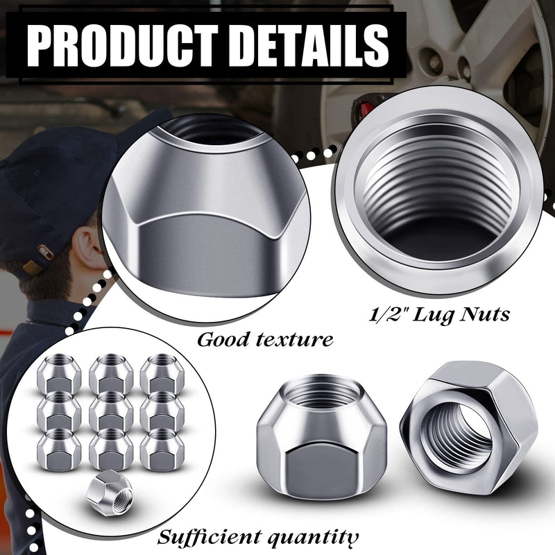 [Australia - AusPower] - Frienda 1/2-20 Inch Trailer Lug Nuts 509 Tire Wheel Lugs Tire Acorn Silver Open End Finish Nuts for Trailers Wheel(10 Pieces) 10 