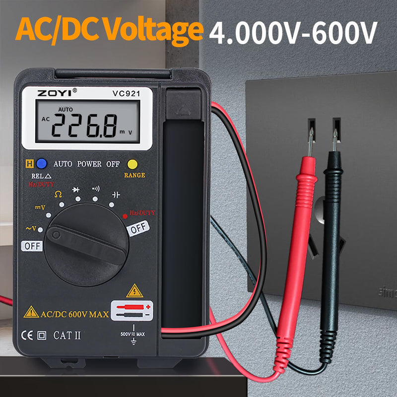 [Australia - AusPower] - ZOYI 921 Digital Multimeter Card Tester with Auto-ranging 4000 Count, AC/DC Voltage, Frequency, Resistance, and Continuity for Beginners 