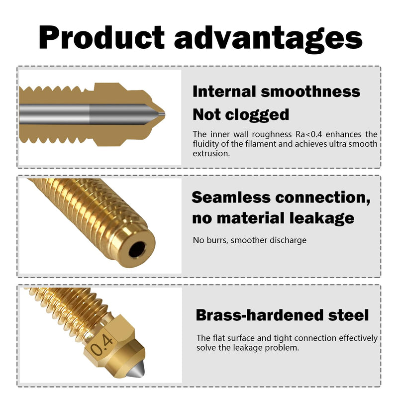 [Australia - AusPower] - 3PK CC2 Hotend 0.2MM 0.4MM 0.6MM Nozzle for Centauri Carbon 2/CC2 Ceramic Hot End Upgrade Extruder Hotend Print Head Replacement with Brass Hardened Nozzle for Elegoo CC 2 Accessories 3PK 