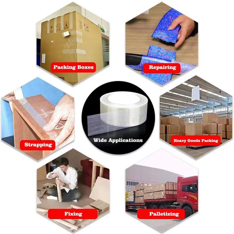 [Australia - AusPower] - Fiberglass Filament Strapping Tape Heavy Duty Transparent Reinforced Packing Tape 2 in 6 Mils 30 Yards Nylon Fiber Glass Tape 2In 6mils 30Y 