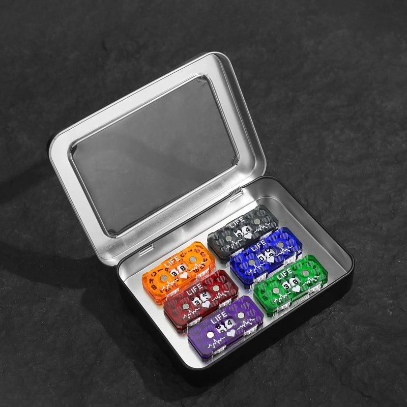 6Pcs MTG Life Counter Double Digits with Metal Box, Health Tracker Life Counter for Collectible Card Games, Compatible with D&D RPG CCG TCG Tabletop Board Games Magic Card Games Accessories A Color-6pcs