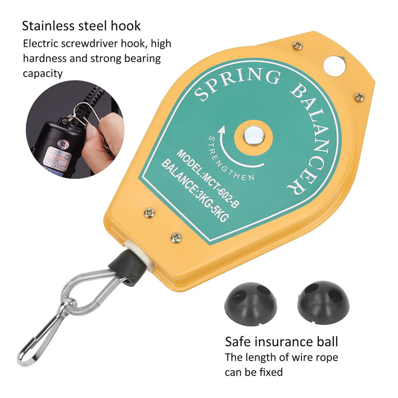 [Australia - AusPower] - Spring Pull, 3 to 5 kg, Carrying Retractable Tool Holder for Hanging with Fittings, Retractable Spring Hoist, Adjustable Tension, Maintenance Kits, Air Tool Parts Accessories 