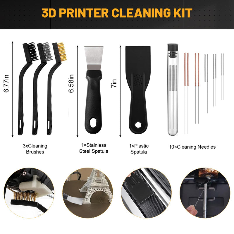 63 Pcs 3D Printer Tools, 3D Printing Tool Kit Including Deburring Tool, Nozzle Cleaning Tools, Metal Files, Brushes, Hand Drill, Wire Cutter, Tweezers for 3D Print Removing, Cleaning
