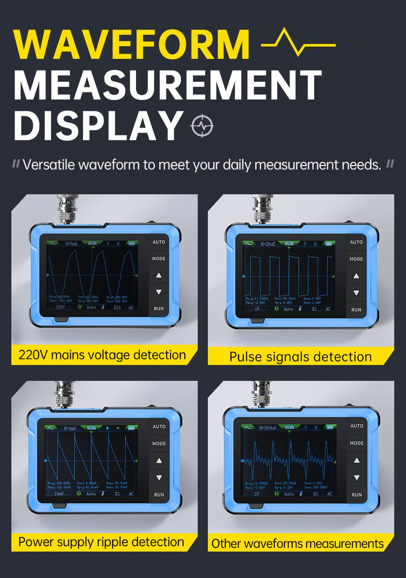 [Australia - AusPower] - 【FNRSI Upgraded 2in1 DSO-510 Oscilloscope with 10X Probe】Digital Portable Oscilloscope/DDS Signal Generator Automotive 2.8 inch TFT, 10MHz Bandwidth, 48MS/s Sampling Rate, Auto Trigger Function 